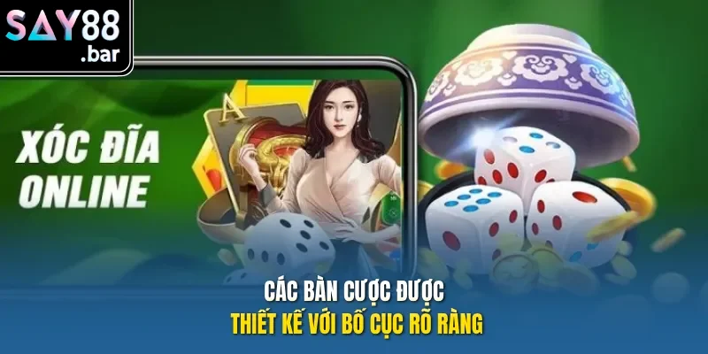 Các bàn cược được thiết kế với bố cục rõ ràng